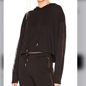 Onzie Black Mesh Crop Hoodie Size S/M Yoga Y2K Grunge Hip hop